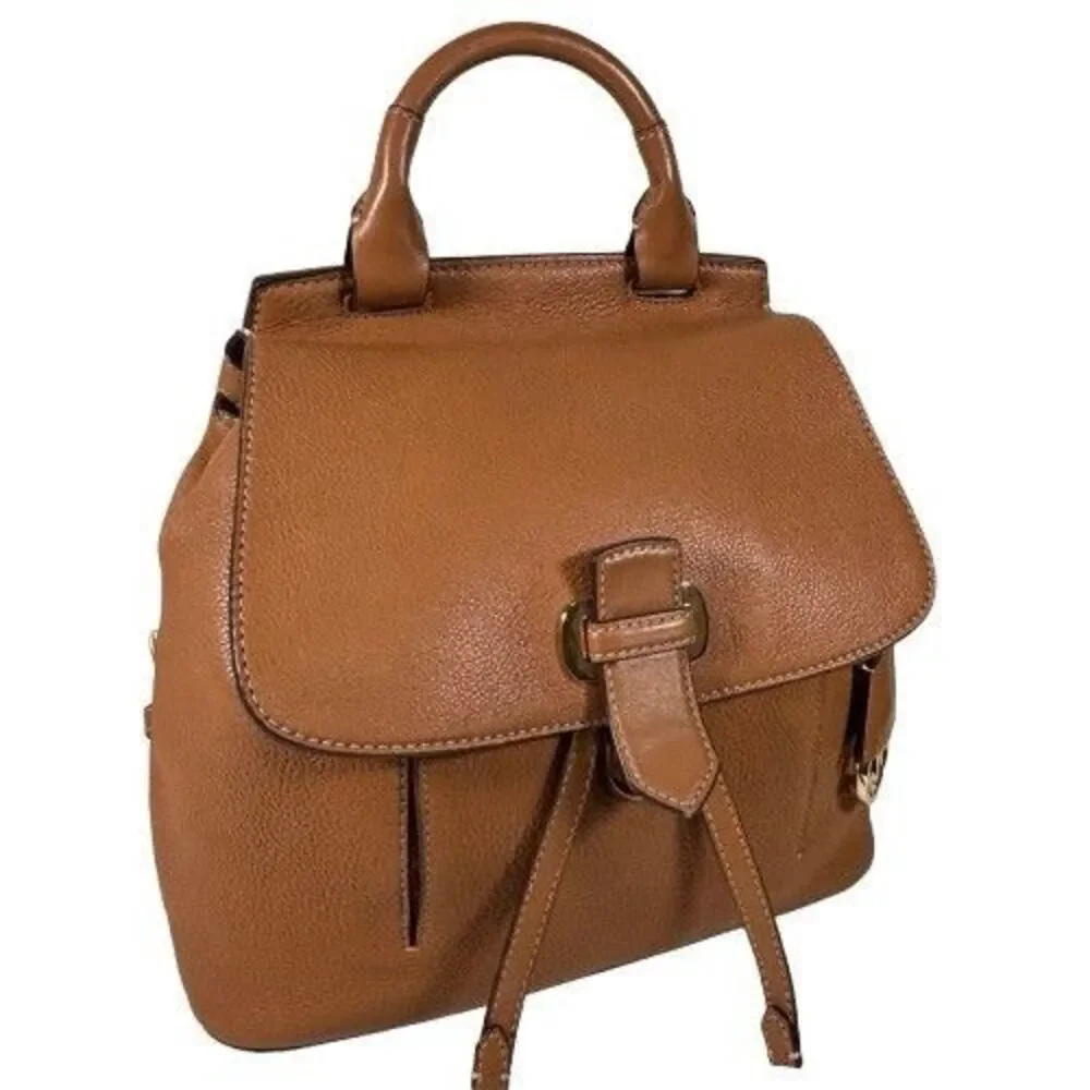 Michael Kors Romy Acorn Brown Pebbled Leather Medium Backpack Handbag
